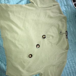 Size 10 green crop top short sleeve with buttons